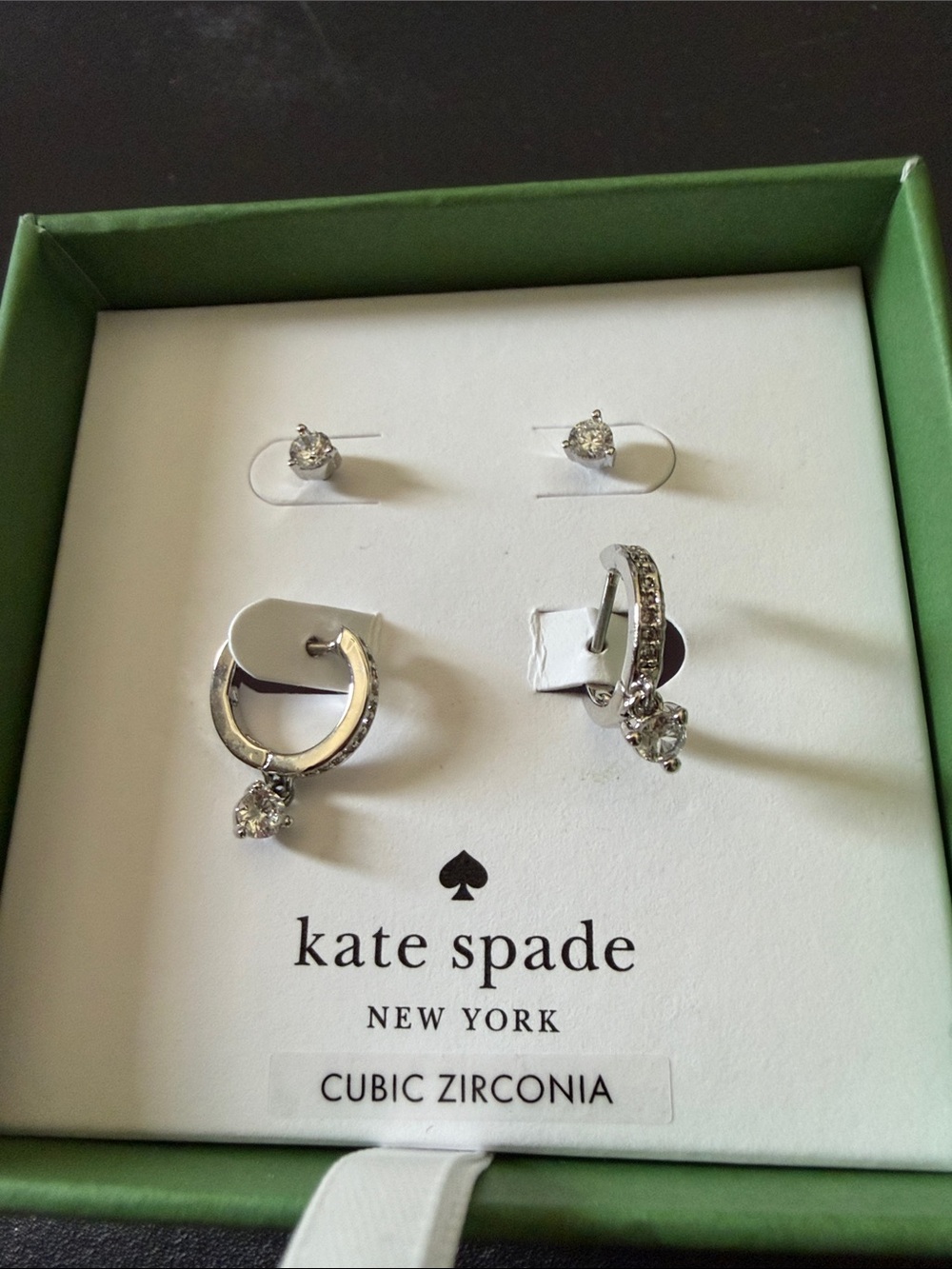 kate spade Silver-Tone Cubic Zirconia Hoop and Stud Earring Set